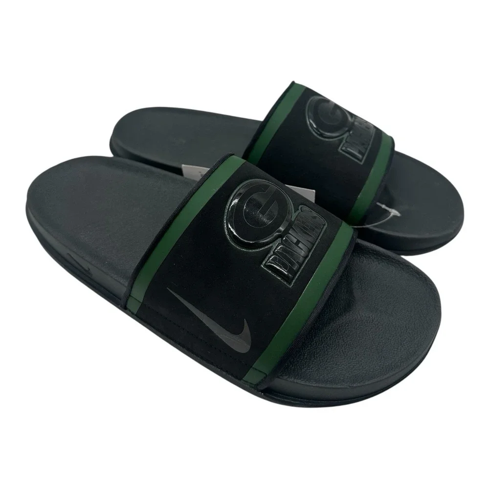 Nike Off Court Green Bay Packers Slides‎ Mens Sz 9 Black Sandals NFL DD0539-001